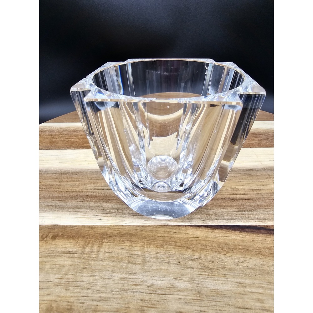 Signed Numbered Beautiful Lead Crystal Small Vase Tea Lt Holder Sparkles READ